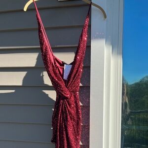 Glamorous Burgundy Sequin Dress